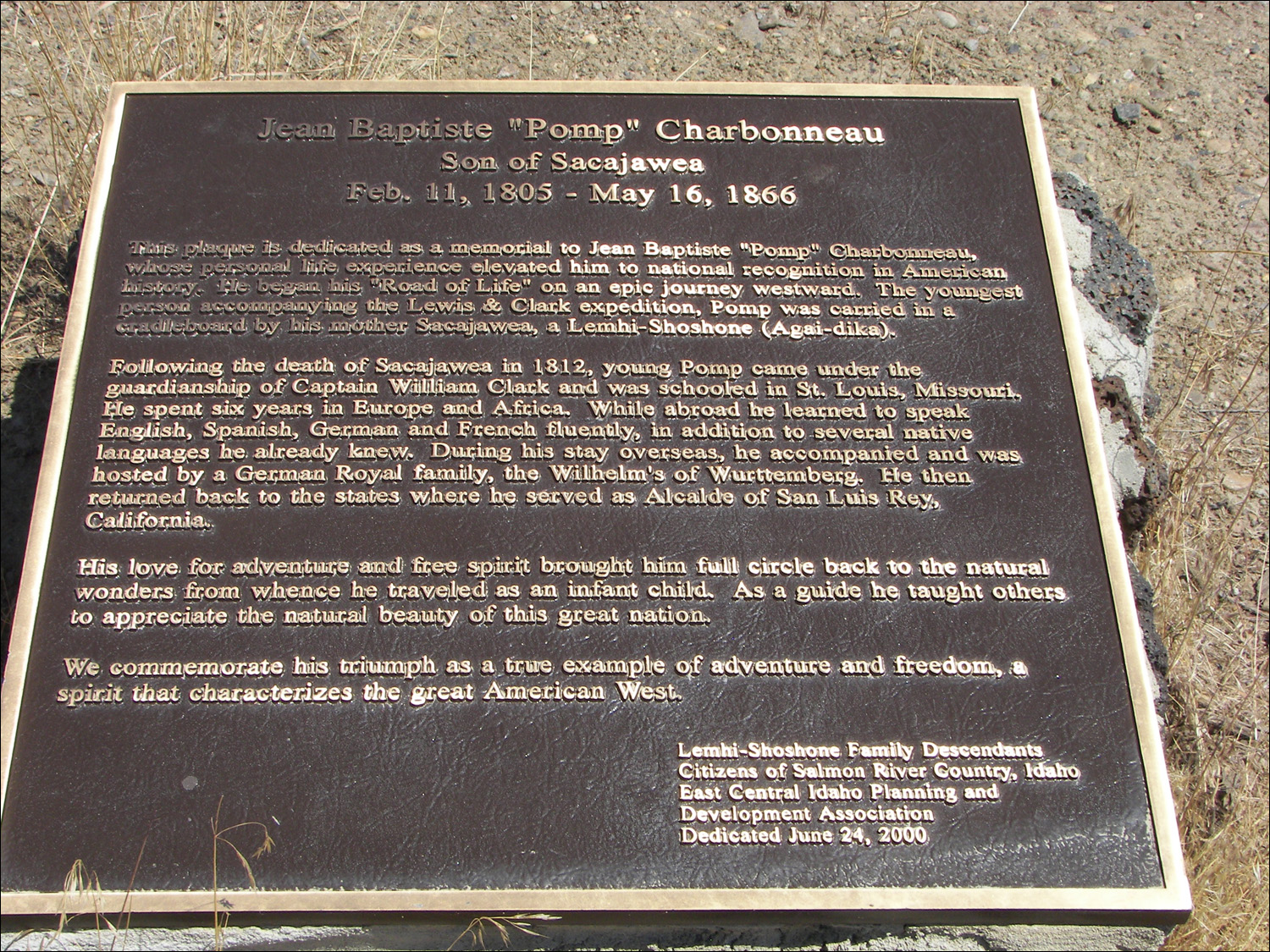 Grave site of Jean Baptiste Charbonneau